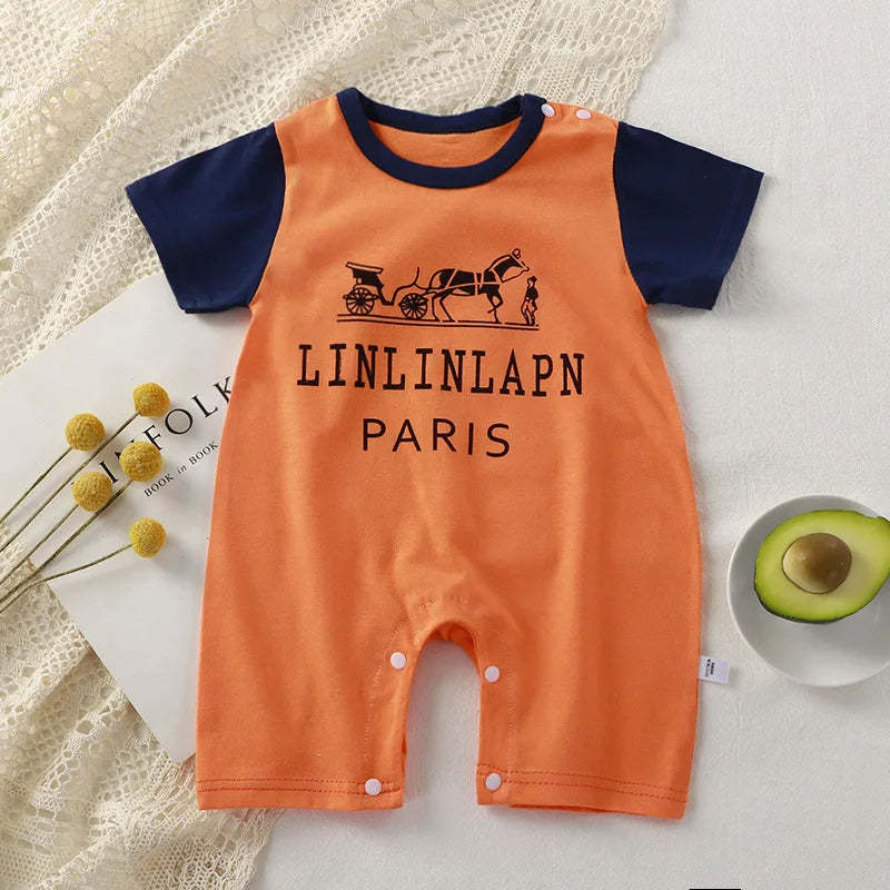 Animals Printed Short Sleeve Jumpsuit-Cozy Stroller