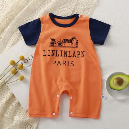 Animals Printed Short Sleeve Jumpsuit-Cozy Stroller