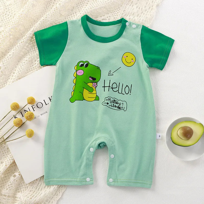 Animals Printed Short Sleeve Jumpsuit-Cozy Stroller