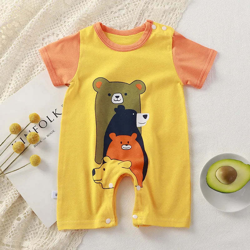 Animals Printed Short Sleeve Jumpsuit-Cozy Stroller