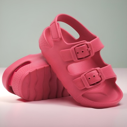 Toddler Boys And Girls Open Toe Buckle Sandals With Adjustable Strap