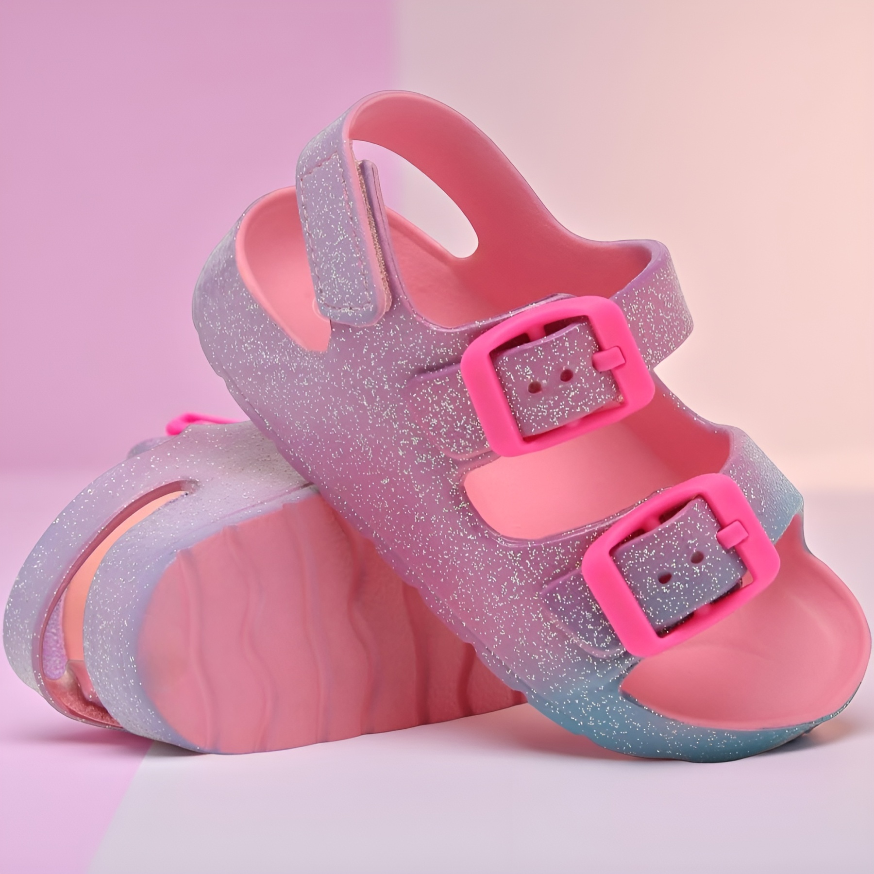 Toddler Boys And Girls Open Toe Buckle Sandals With Adjustable Strap