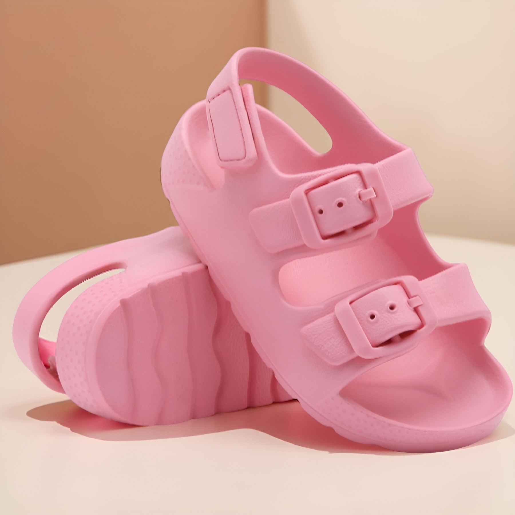 Toddler Boys And Girls Open Toe Buckle Sandals With Adjustable Strap