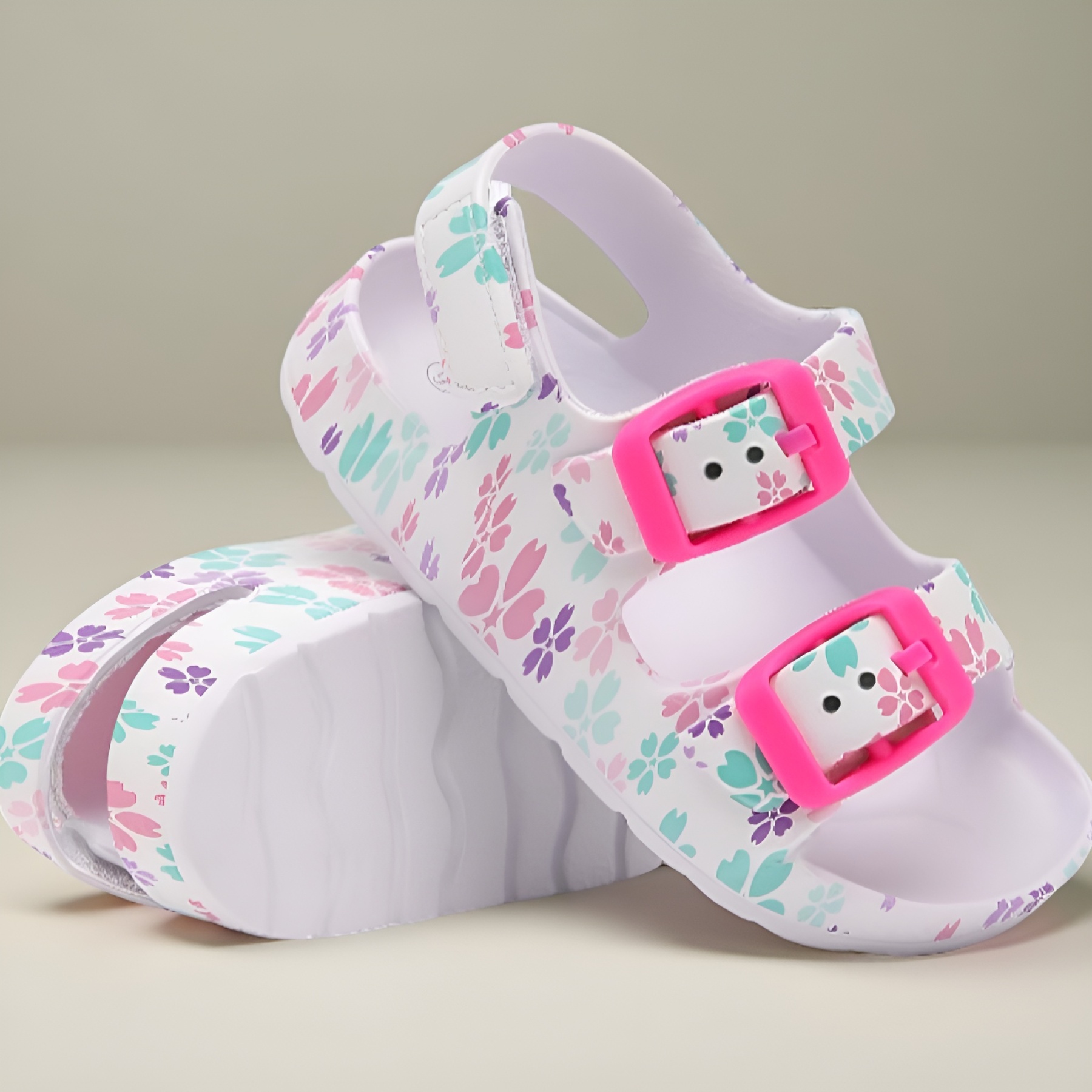 Toddler Boys And Girls Open Toe Buckle Sandals With Adjustable Strap