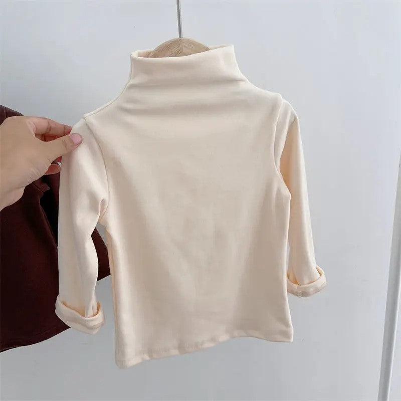 Turtleneck Solid Long Sleeve T Shirts-Cozy Stroller