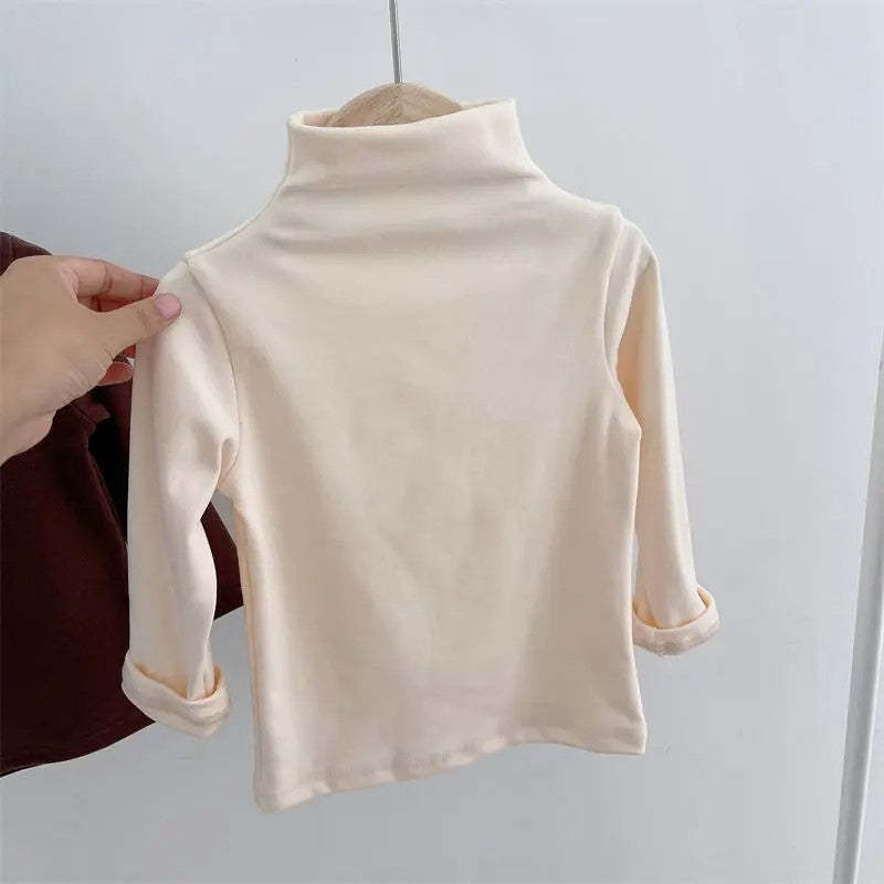 Turtleneck Solid Long Sleeve T Shirts-Cozy Stroller