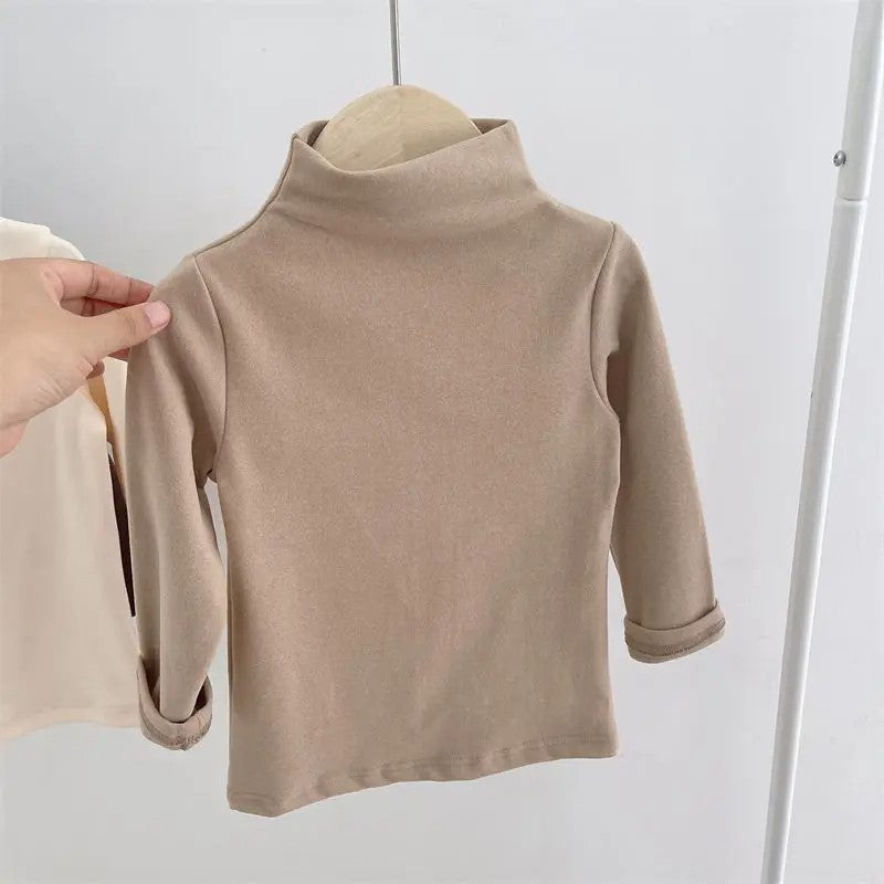 Turtleneck Solid Long Sleeve T Shirts-Cozy Stroller