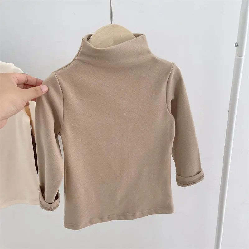 Turtleneck Solid Long Sleeve T Shirts-Cozy Stroller