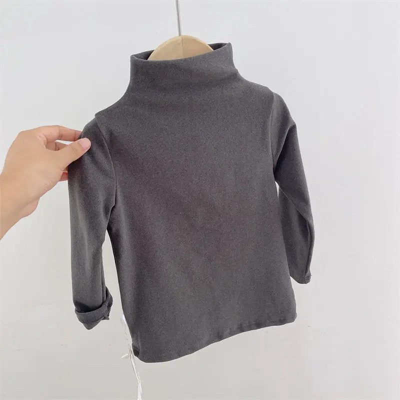 Turtleneck Solid Long Sleeve T Shirts-Cozy Stroller