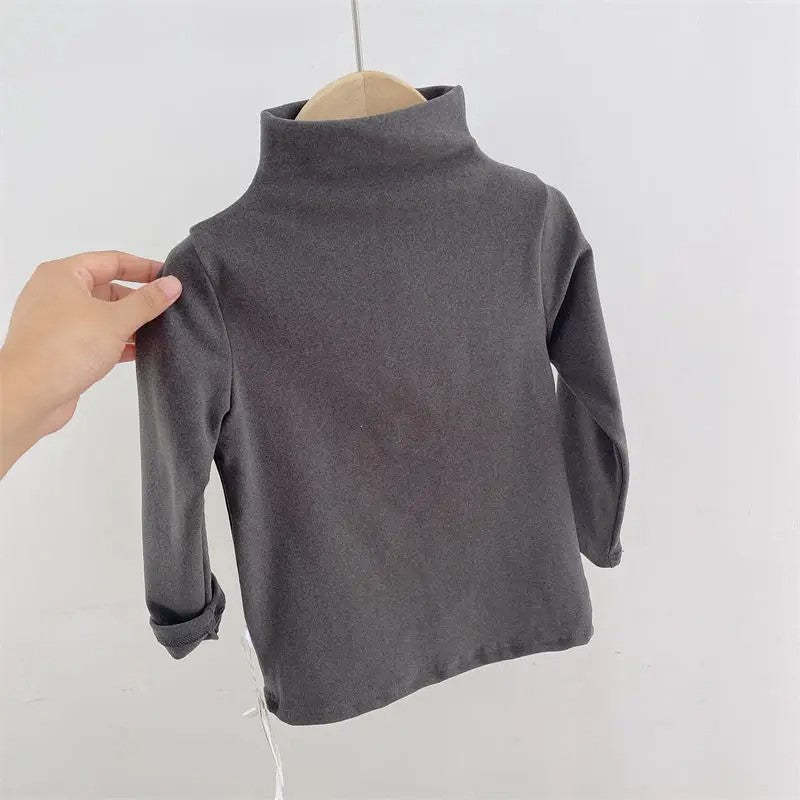 Turtleneck Solid Long Sleeve T Shirts-Cozy Stroller