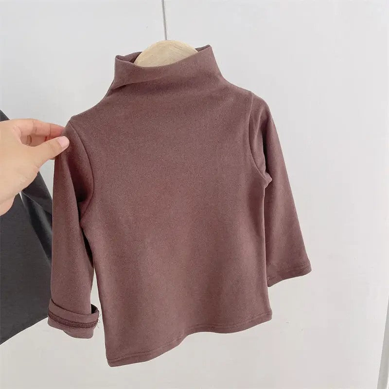 Turtleneck Solid Long Sleeve T Shirts-Cozy Stroller
