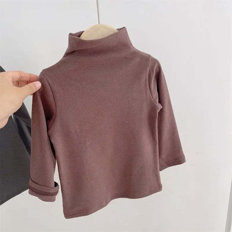 Turtleneck Solid Long Sleeve T Shirts-Cozy Stroller