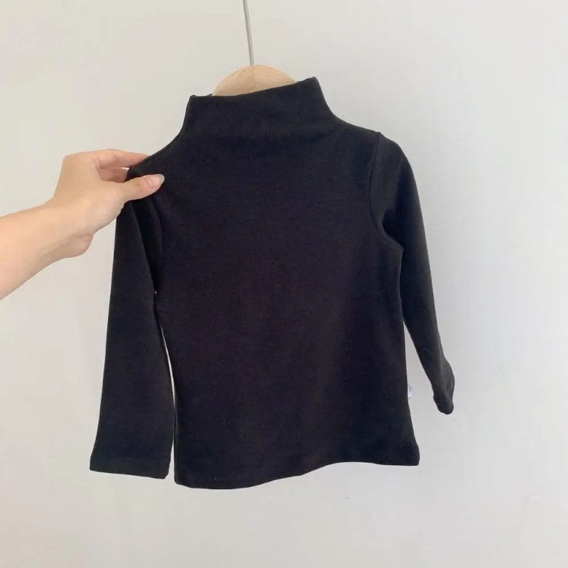 Turtleneck Solid Long Sleeve T Shirts-Cozy Stroller