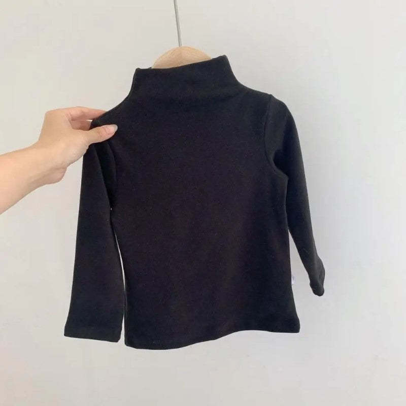 Turtleneck Solid Long Sleeve T Shirts-Cozy Stroller