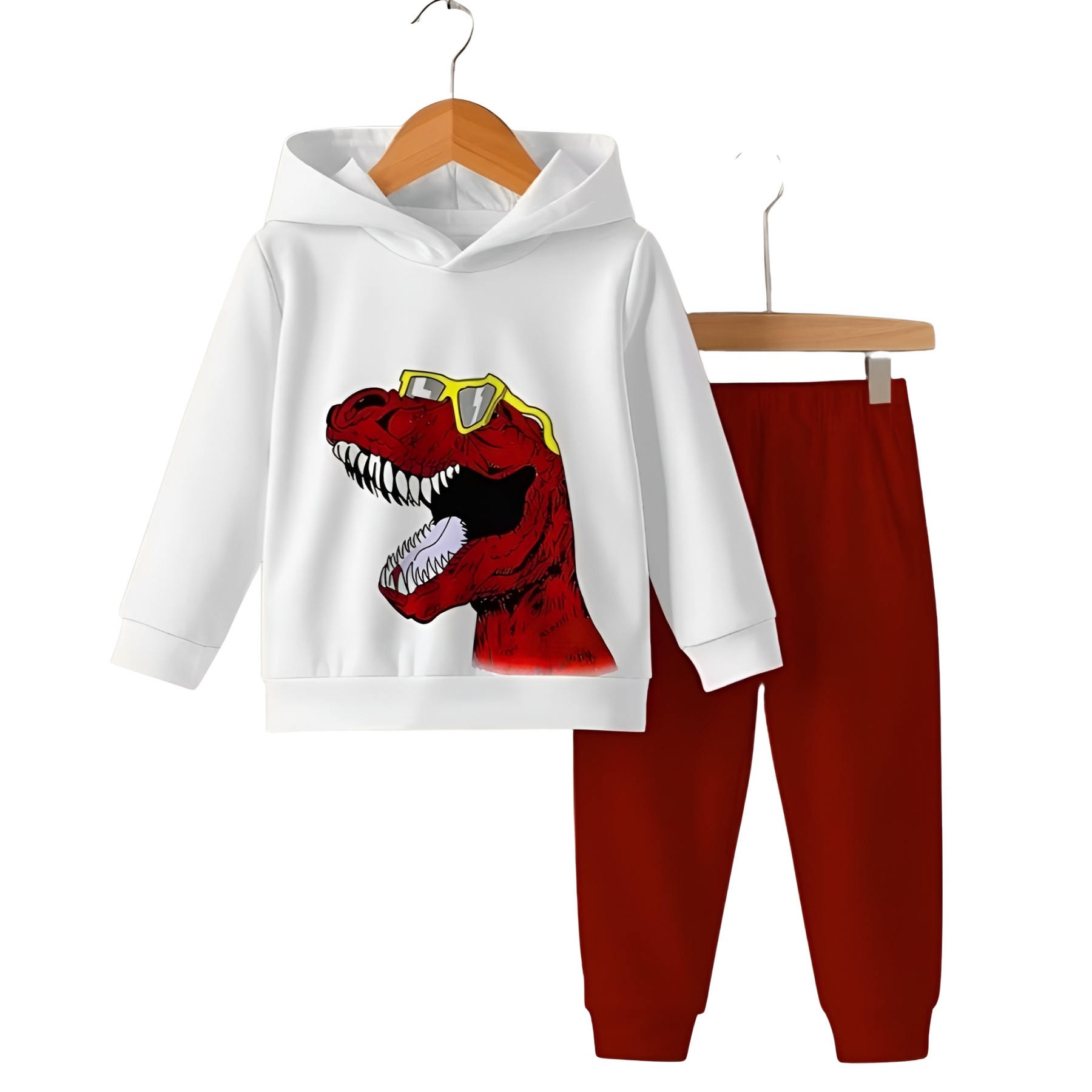 Two Piece Set With Dinosaur And Glasses Pattern For Baby Boys