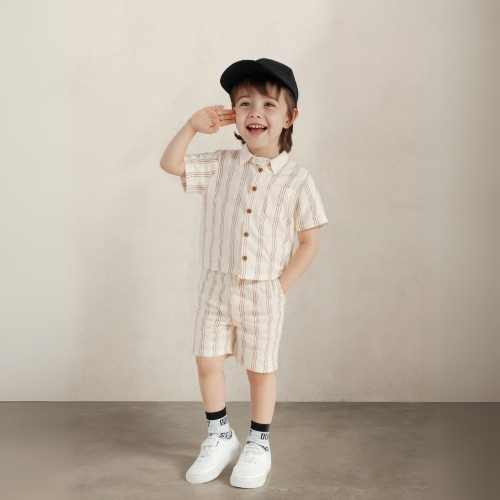 Baby Boys Gauze Slub T-Shirt And Shorts Set-Cozy Stroller