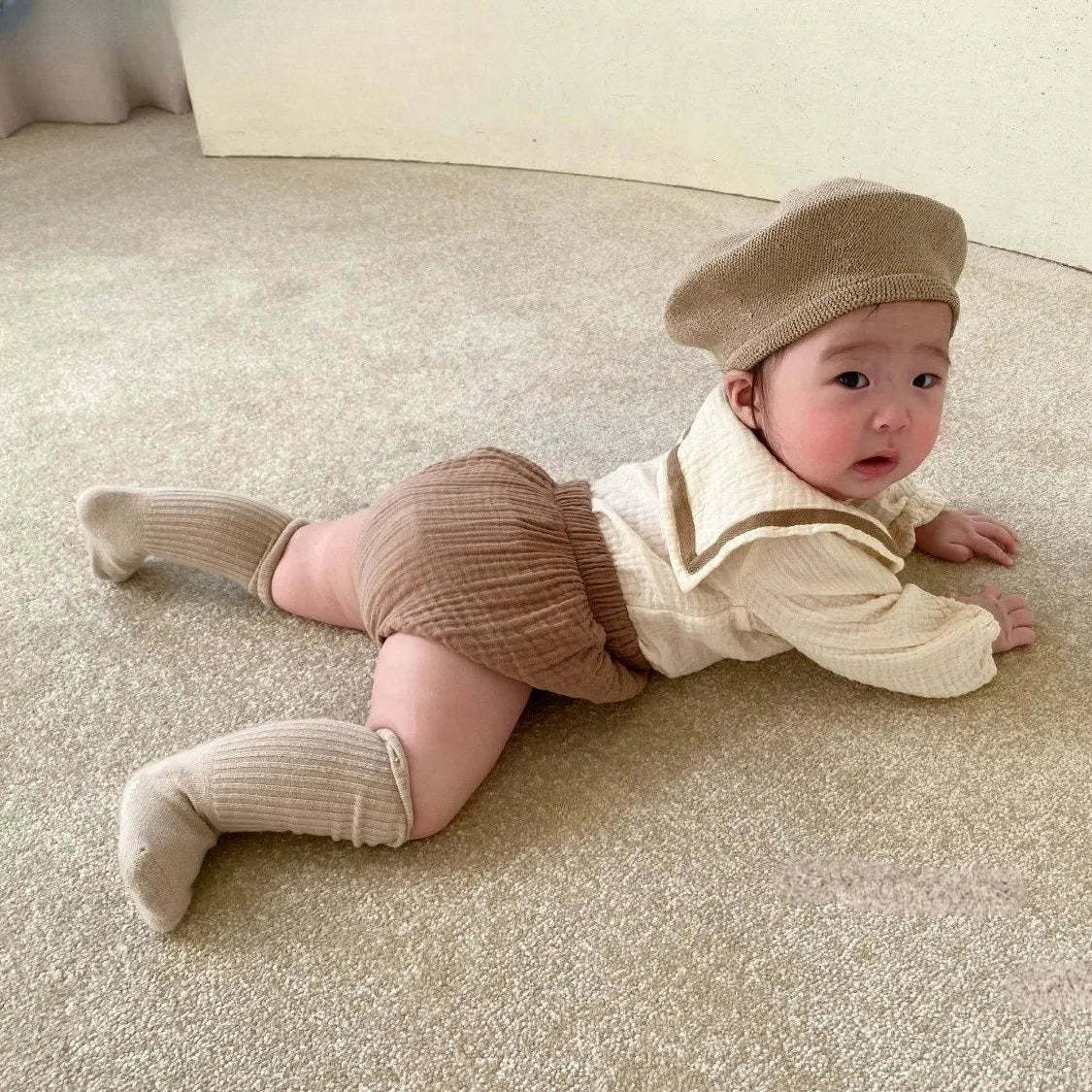 Two Pieces Collar Top And Shorts Clothing Set-Cozy Stroller