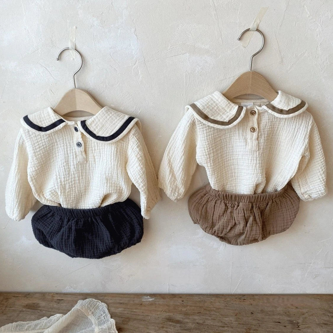 Two Pieces Collar Top And Shorts Clothing Set-Cozy Stroller
