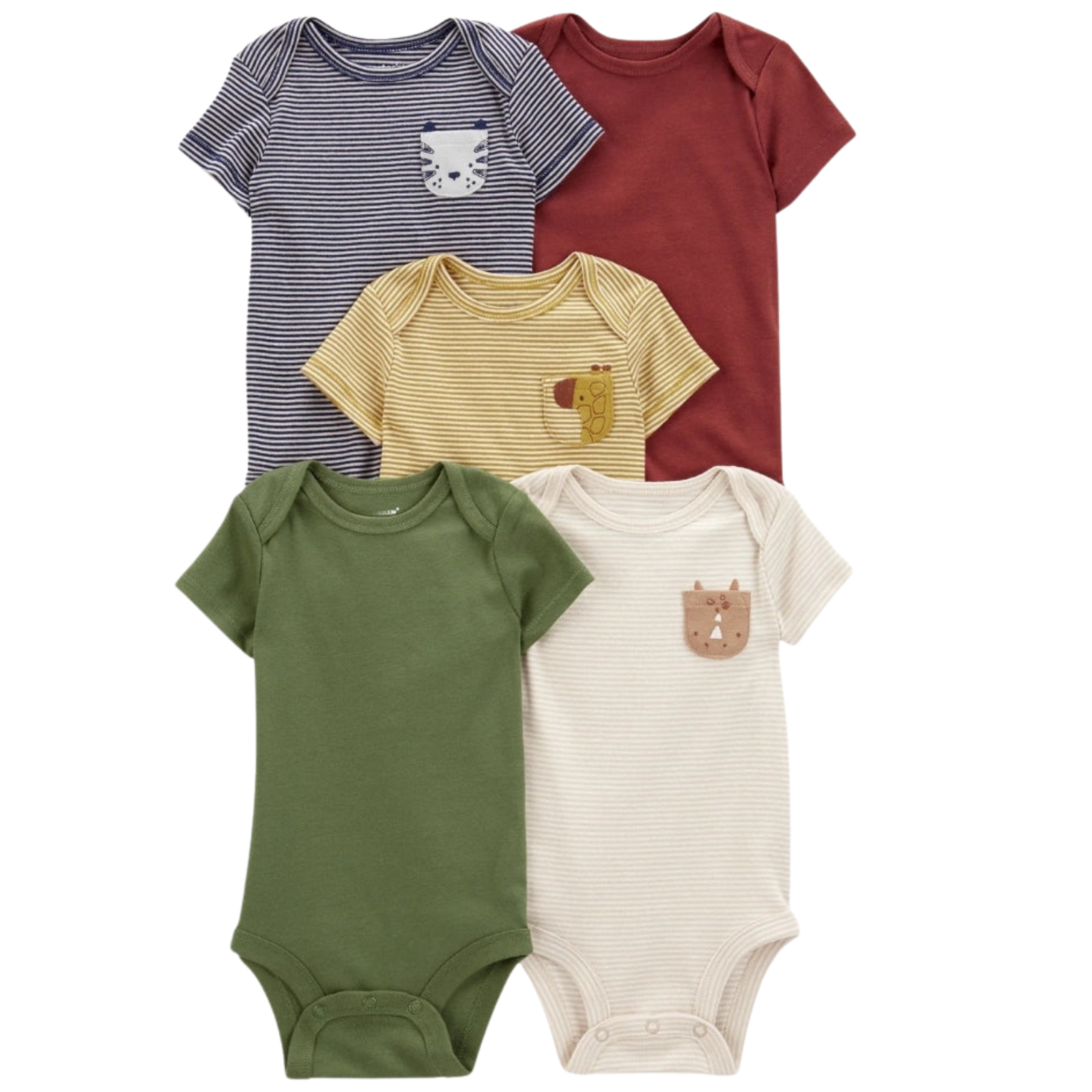Half Sleeves Striped Onesies Pack Of 5