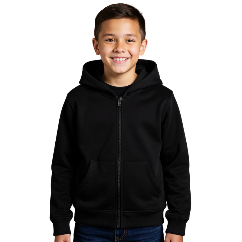 Kids Soft Brushed Fleece Zip Up Hooded Sweatshirt For Boys And Girls
