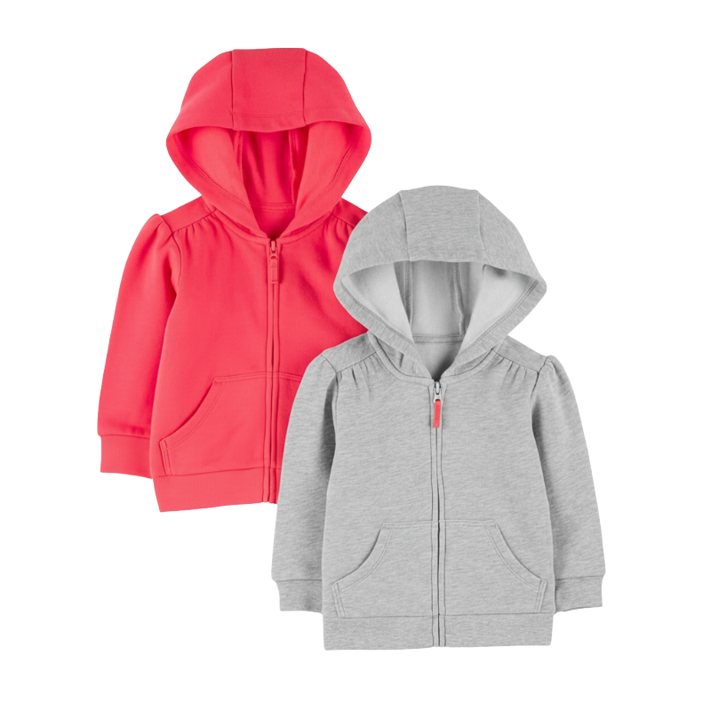 Pack Of 2 Girls Fleece Full Zip Hoodies