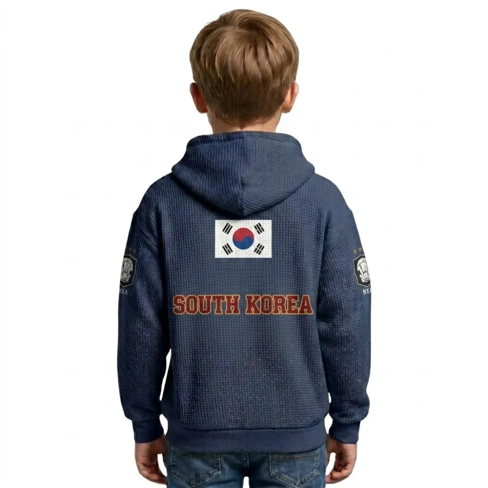 South Korea Printed Waffle Quarter Zip Football Fan Hoodie For Kids