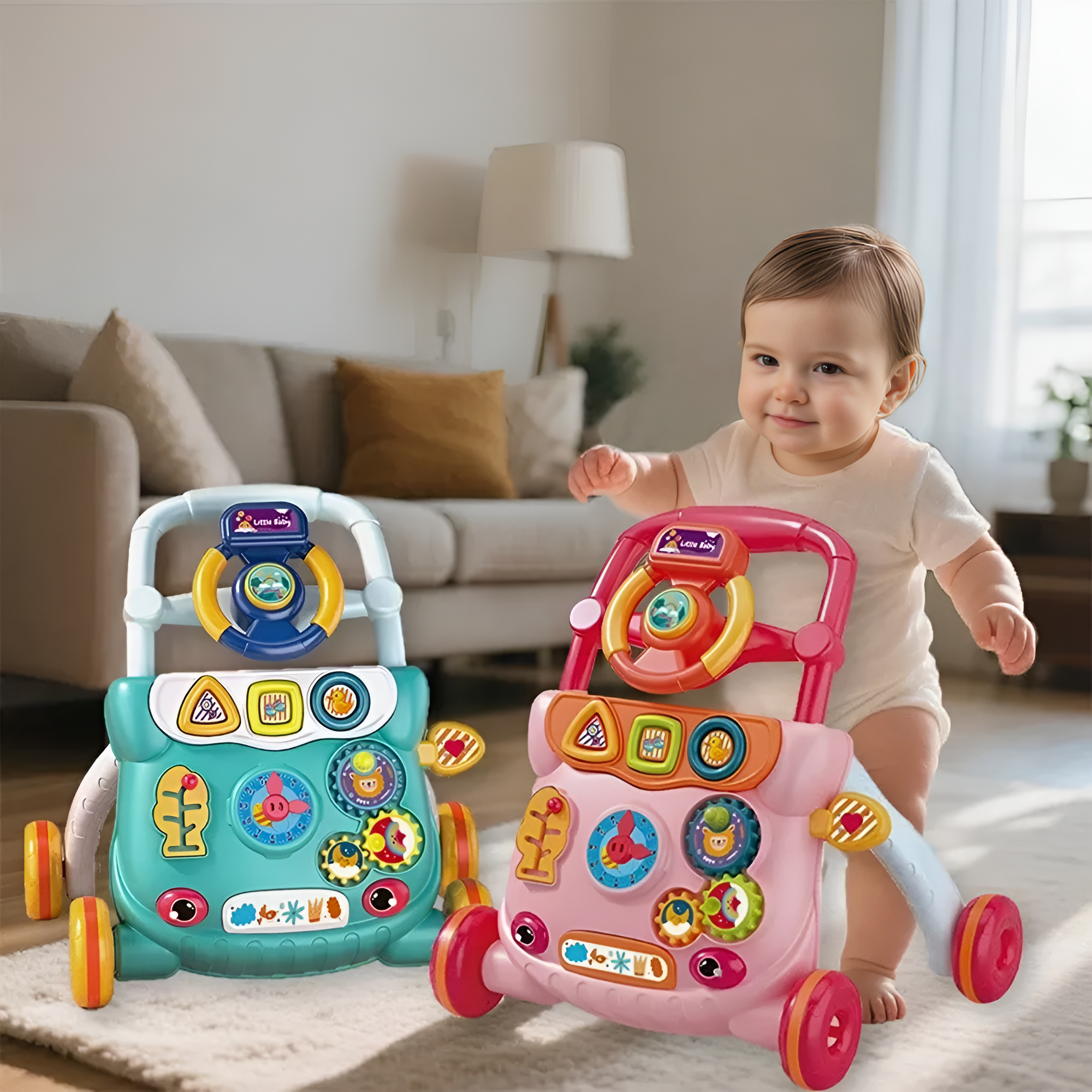 Function Anti Rollover Baby Walker With Music Toy For Children