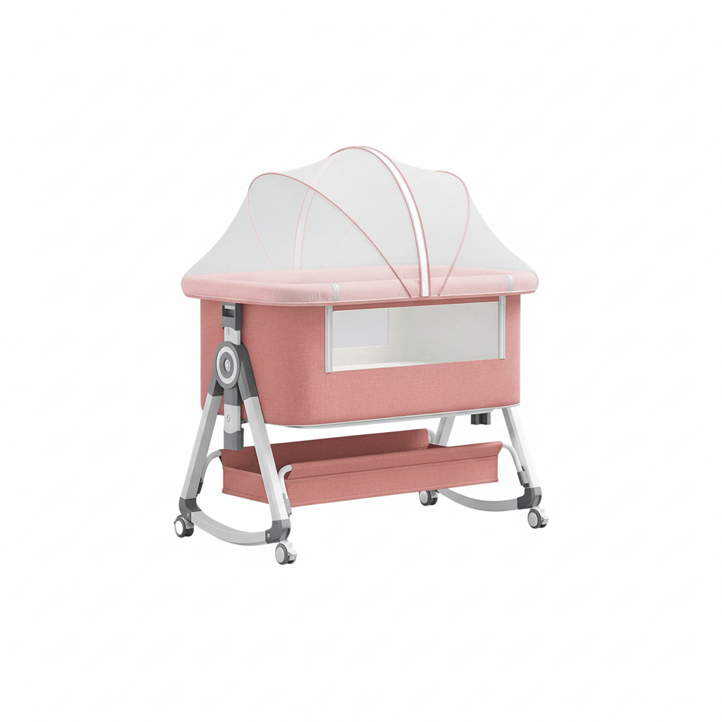 4 In 1 Baby Bassinet Bedside Sleeper With Functional Adjustable Height Crib