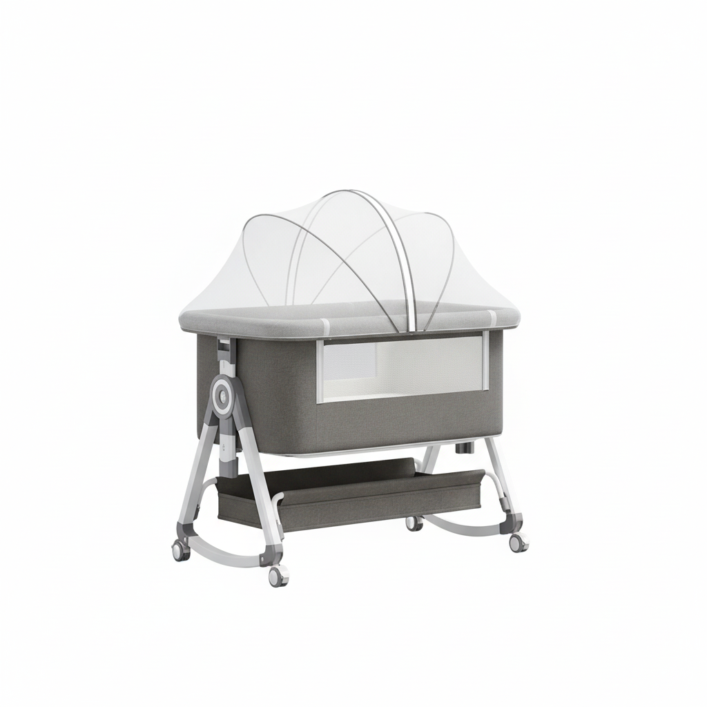 4 In 1 Baby Bassinet Bedside Sleeper With Functional Adjustable Height Crib