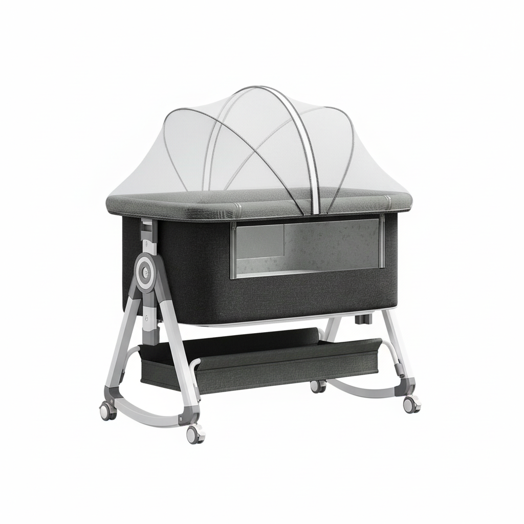 4 In 1 Baby Bassinet Bedside Sleeper With Functional Adjustable Height Crib