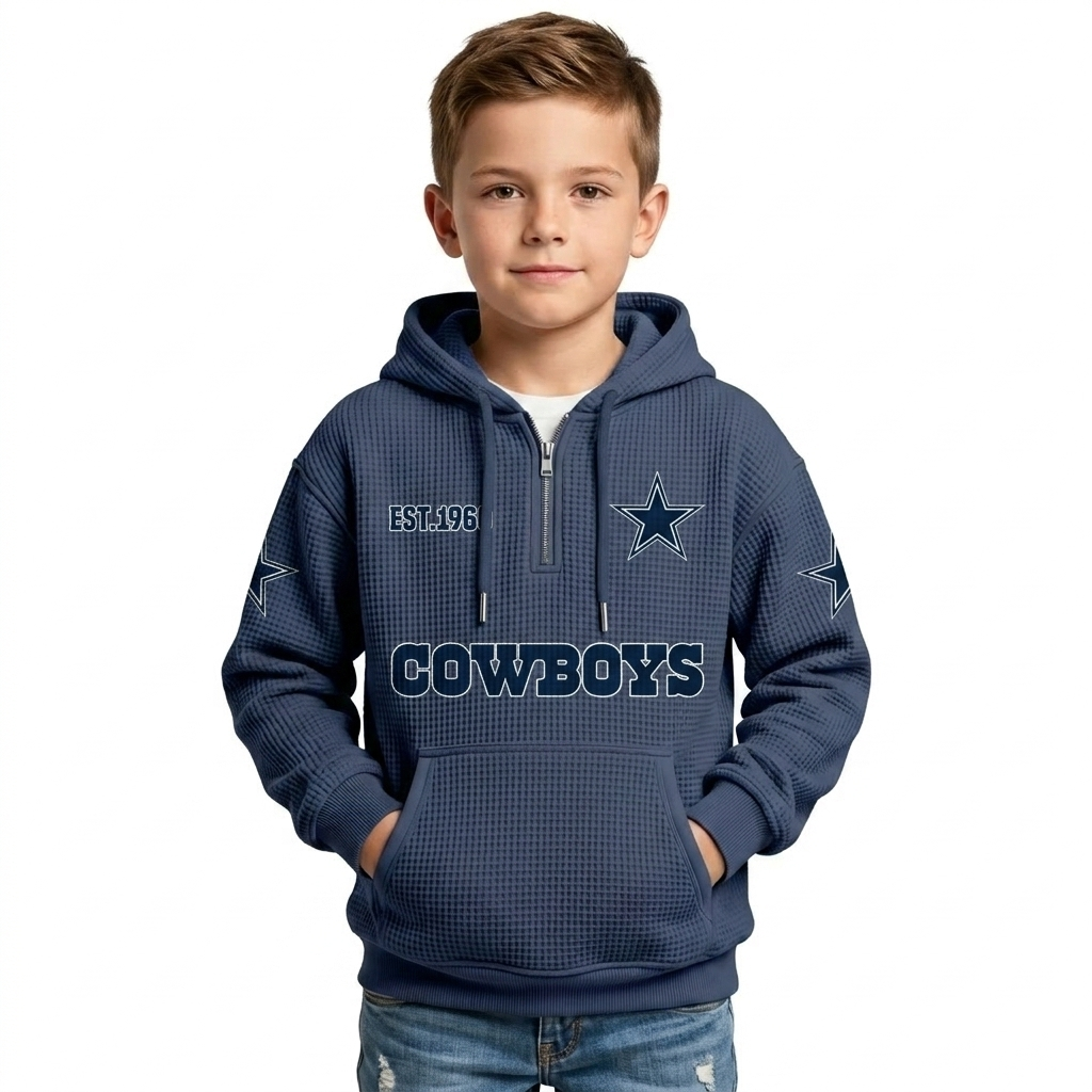 Vintage Star With EST 1960 Printed Quarter Zip Hoodie For Kids