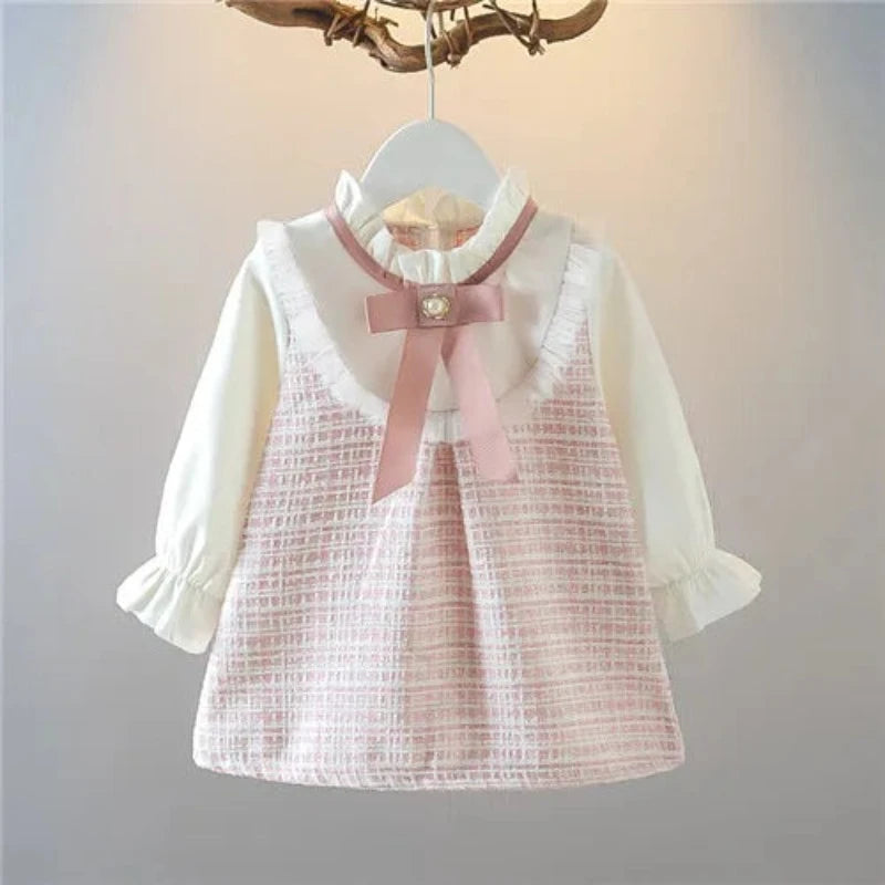 Vintage Toddler Dress With Contrast Collar And Bow-Cozy Stroller