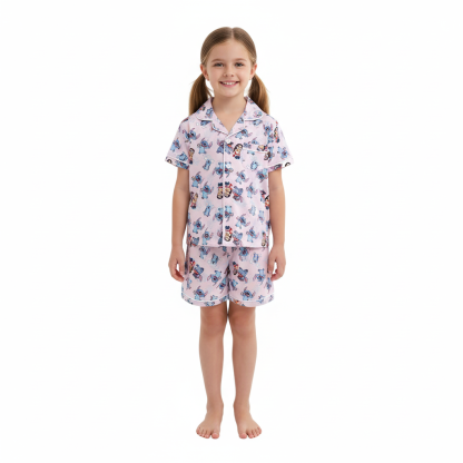 Character Print Kids Button Pajama Set