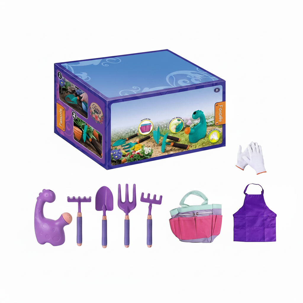 Outdoor Kids Gardening Set Wheelbarrow Planting Digging Tools