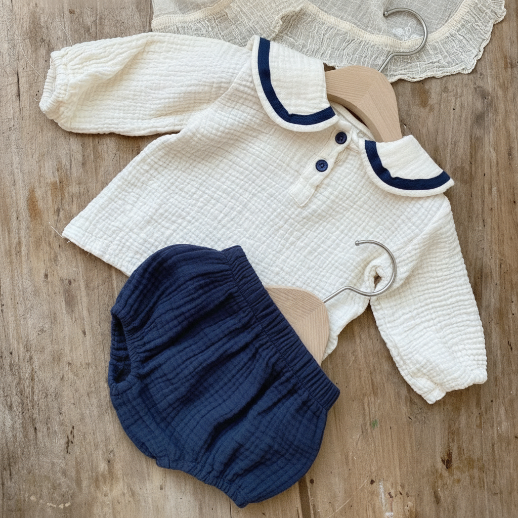 Two Pieces Collar Top And Shorts Clothing Set