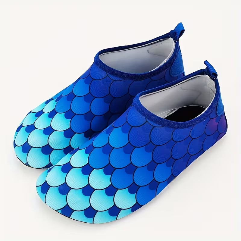 Fish Scale Print Casual Slip On Water Shoes For Kids