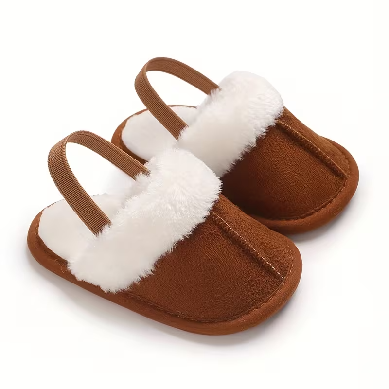 Cozy Plush Baby Girl Slippers With Soft Non Slip Sole