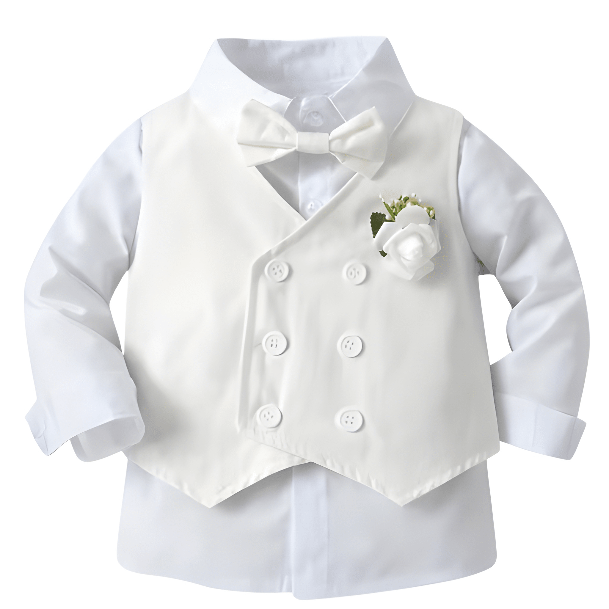 Three Piece Suit Set With Long Sleeve Shirt Vest And Trousers