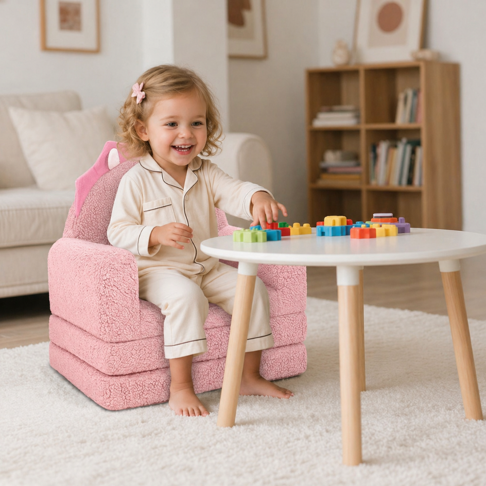 Kids Couch 2 in 1 Convertible Soft Sherpa Fabric Toddler Chairs