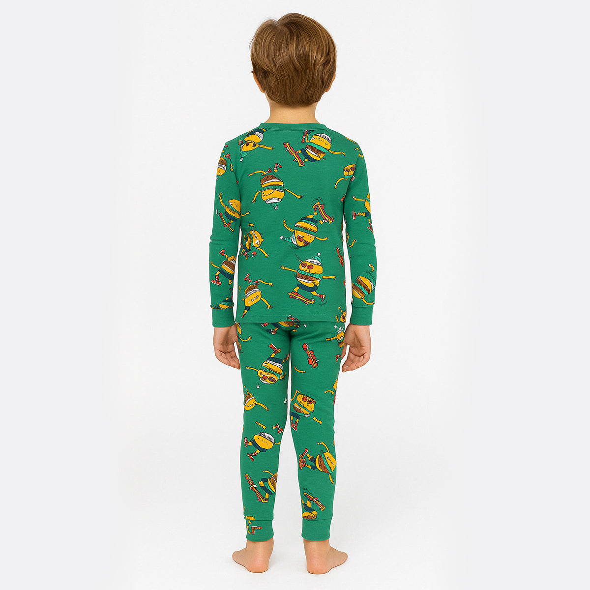 4 Piece Kids Pajama Set With Stripes And Dinosaur Prints-Cozy Stroller