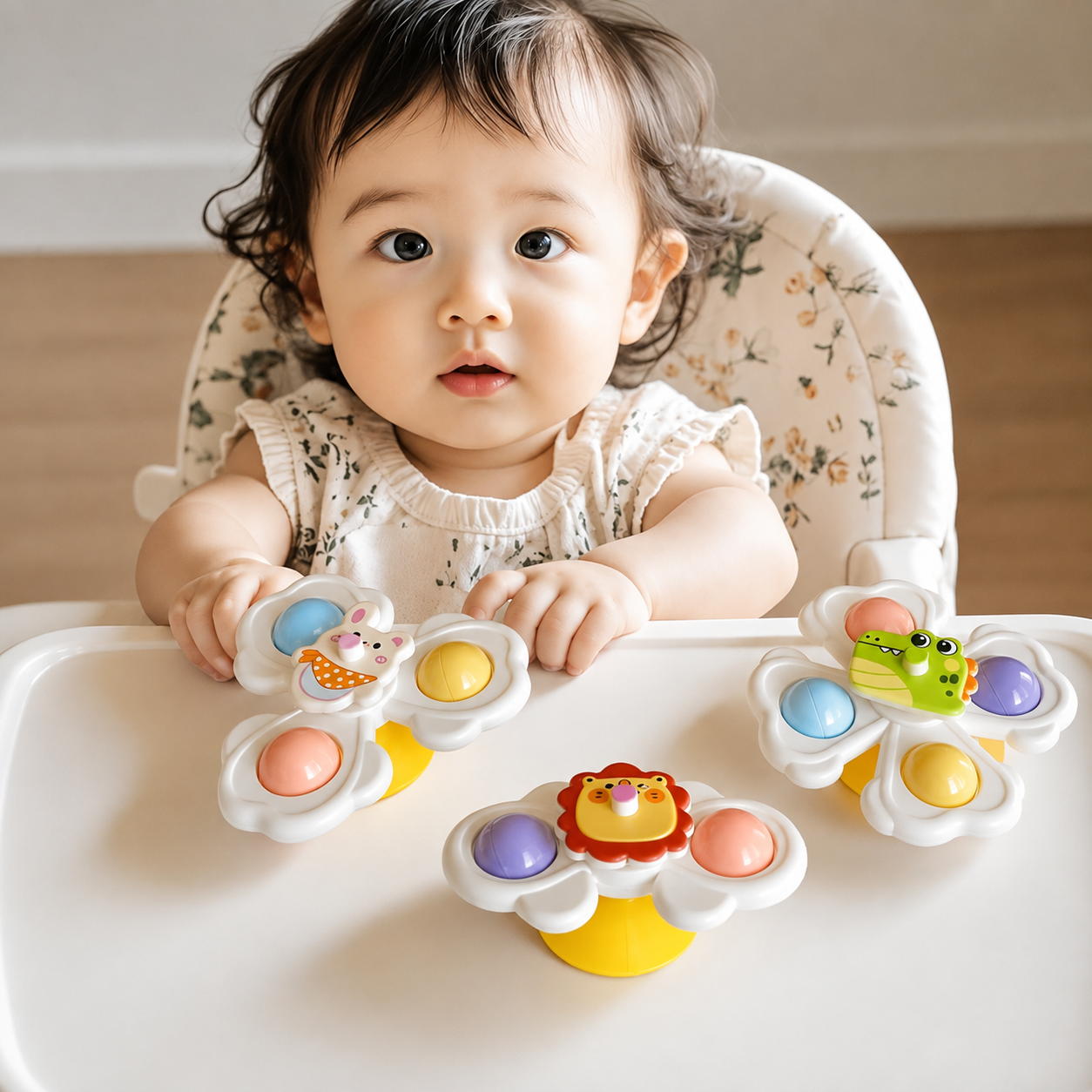 Pack Of 3 Suction Cup Rotating Sensory Toys For Babies And Toddlers