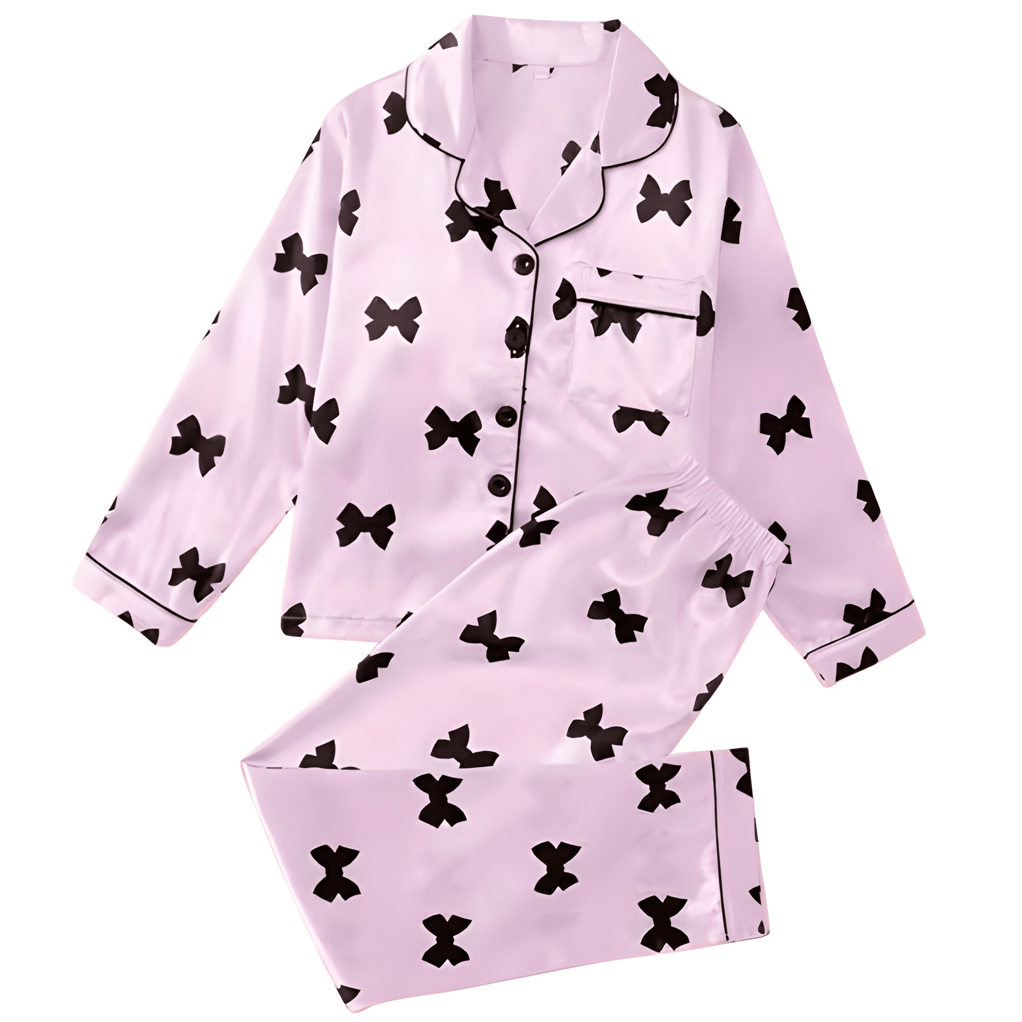 Bowknot Print Pajama Set For Kids