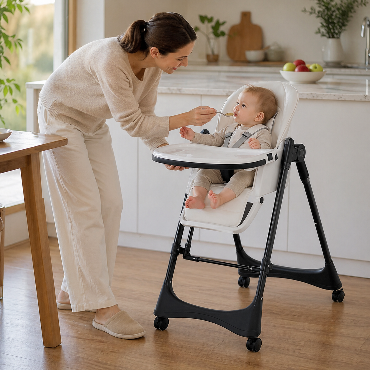 6 In 1 Foldable High Chair Adjustable Height And Tray