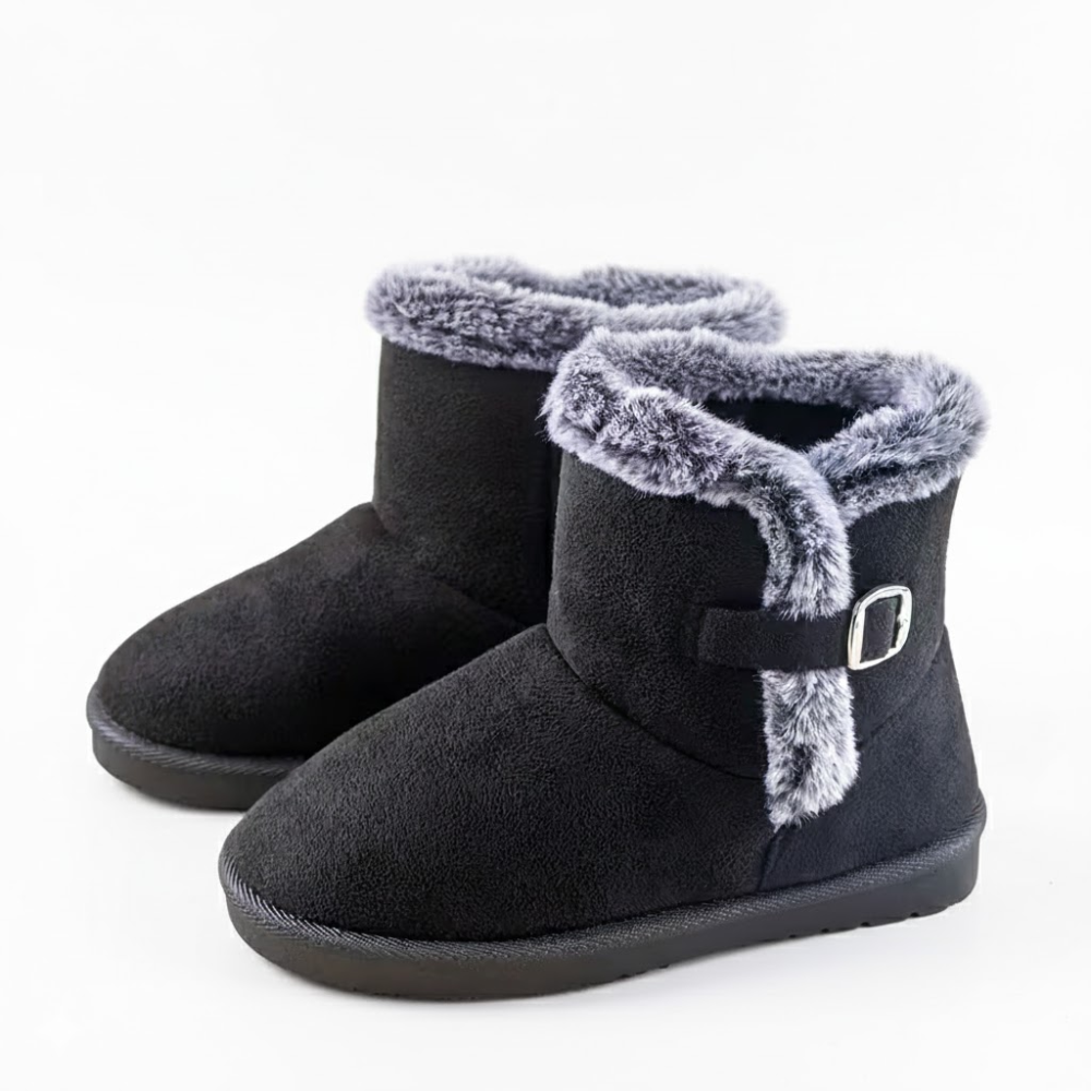 Faux Suede Winter Snow Boots With Non Slip Sole For Kids