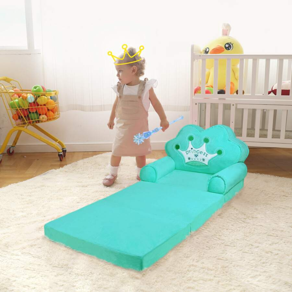 Kids Foldable Sofa Bed Princess Chair For Toddlers