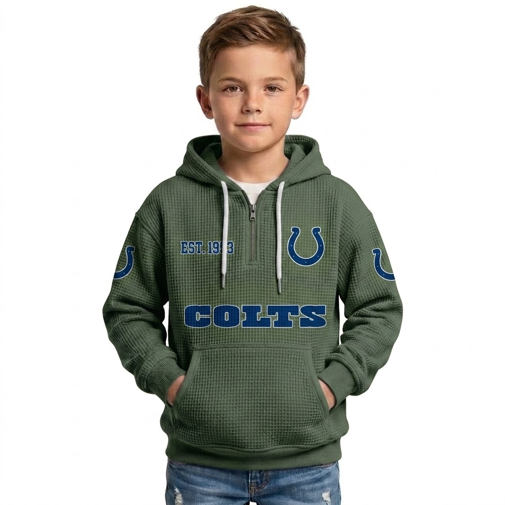 Indianapolis Colts Inspired Quarter Zip Hoodie For Kids