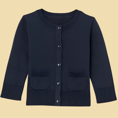 Girls and Toddlers Uniform Slim Fit Crewneck Cardigan Sweater