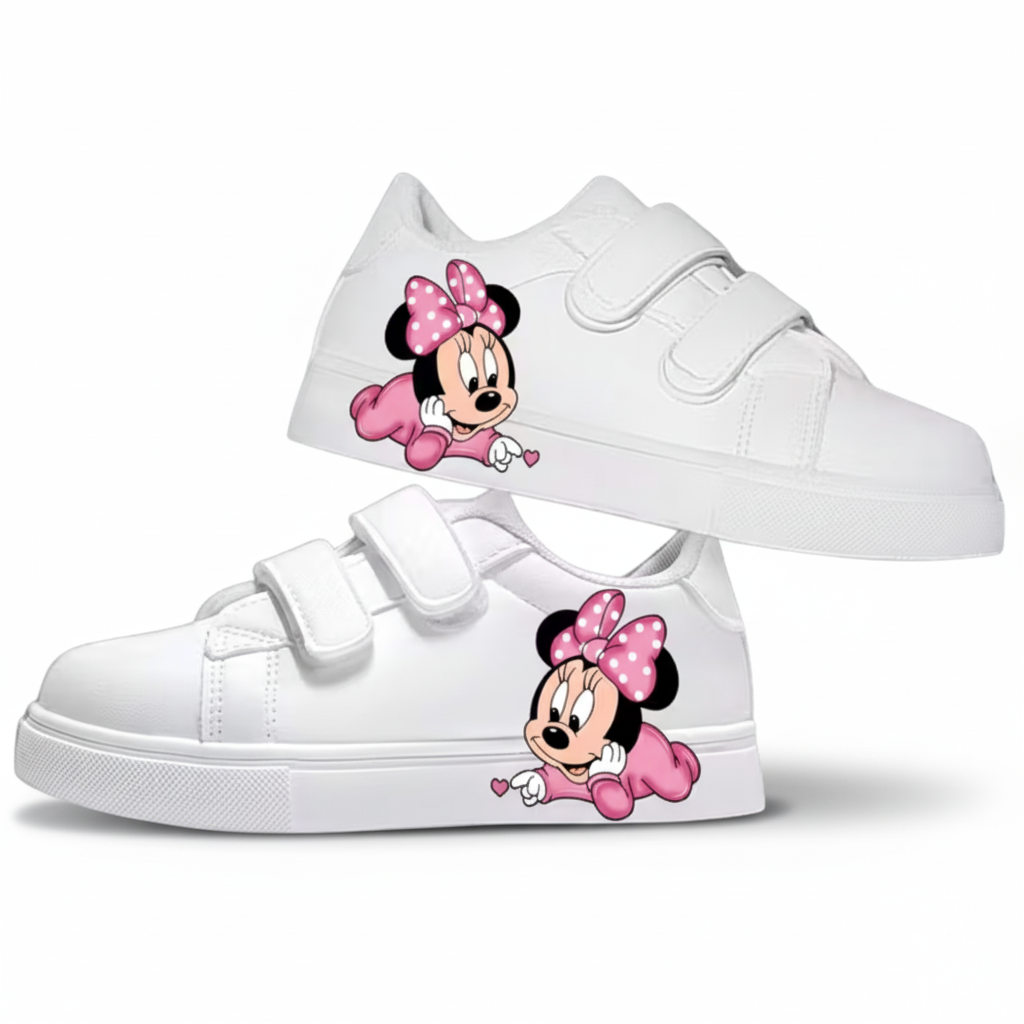 2D Flat Minnie Cartoon Printed Kids Casual Sneakers