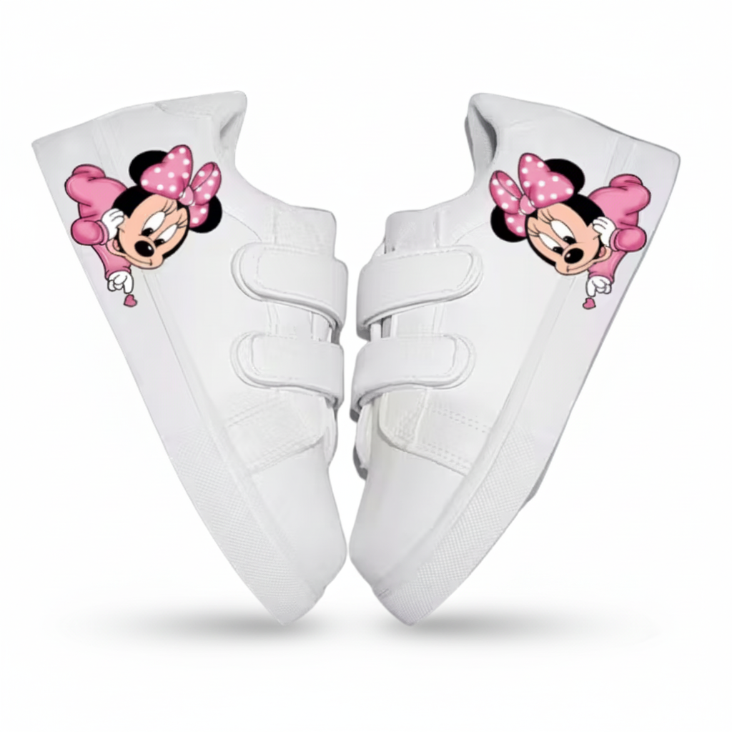 2D Flat Minnie Cartoon Printed Kids Casual Sneakers