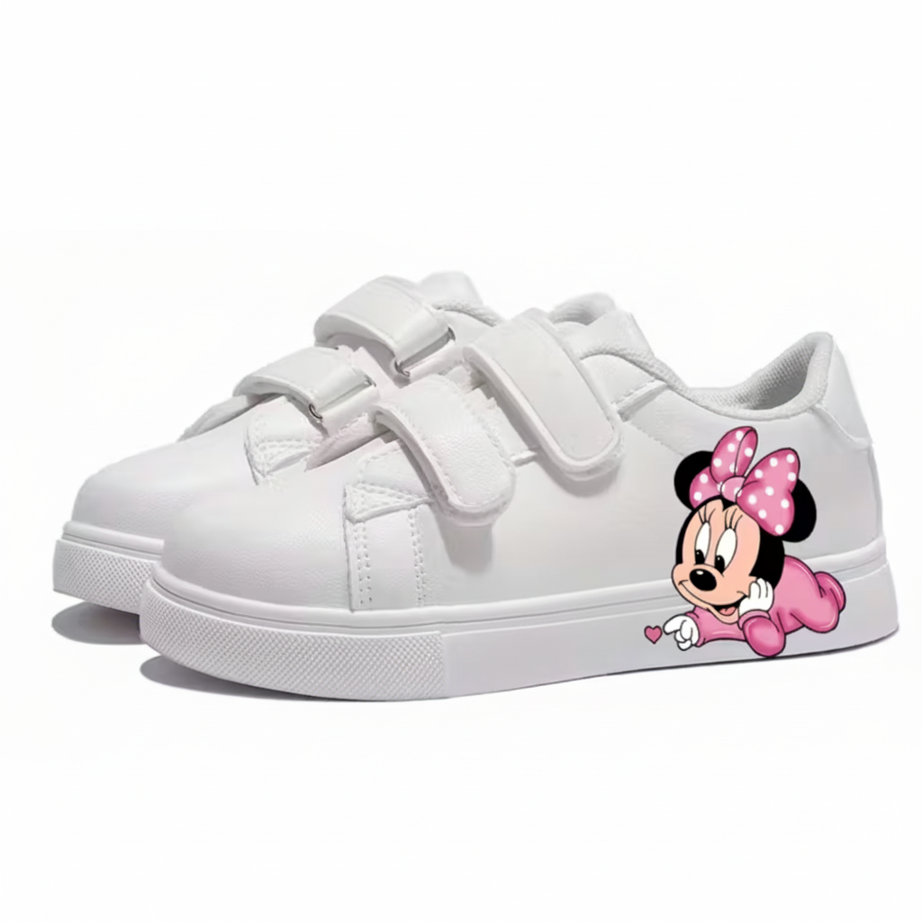 2D Flat Minnie Cartoon Printed Kids Casual Sneakers